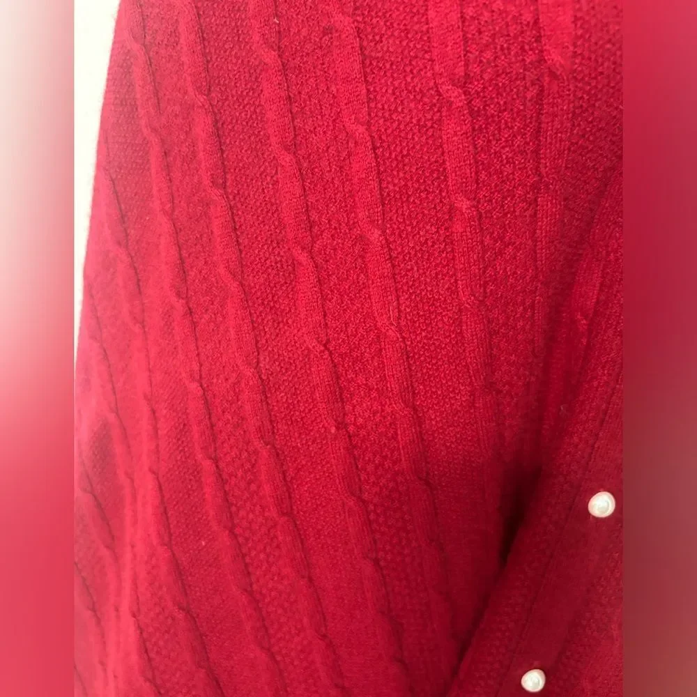 RanRui Cashmere Wool Wrap Buttoned Sweater Shawl Deep Red Maroon Women’s OS - Picture 4 of 8
